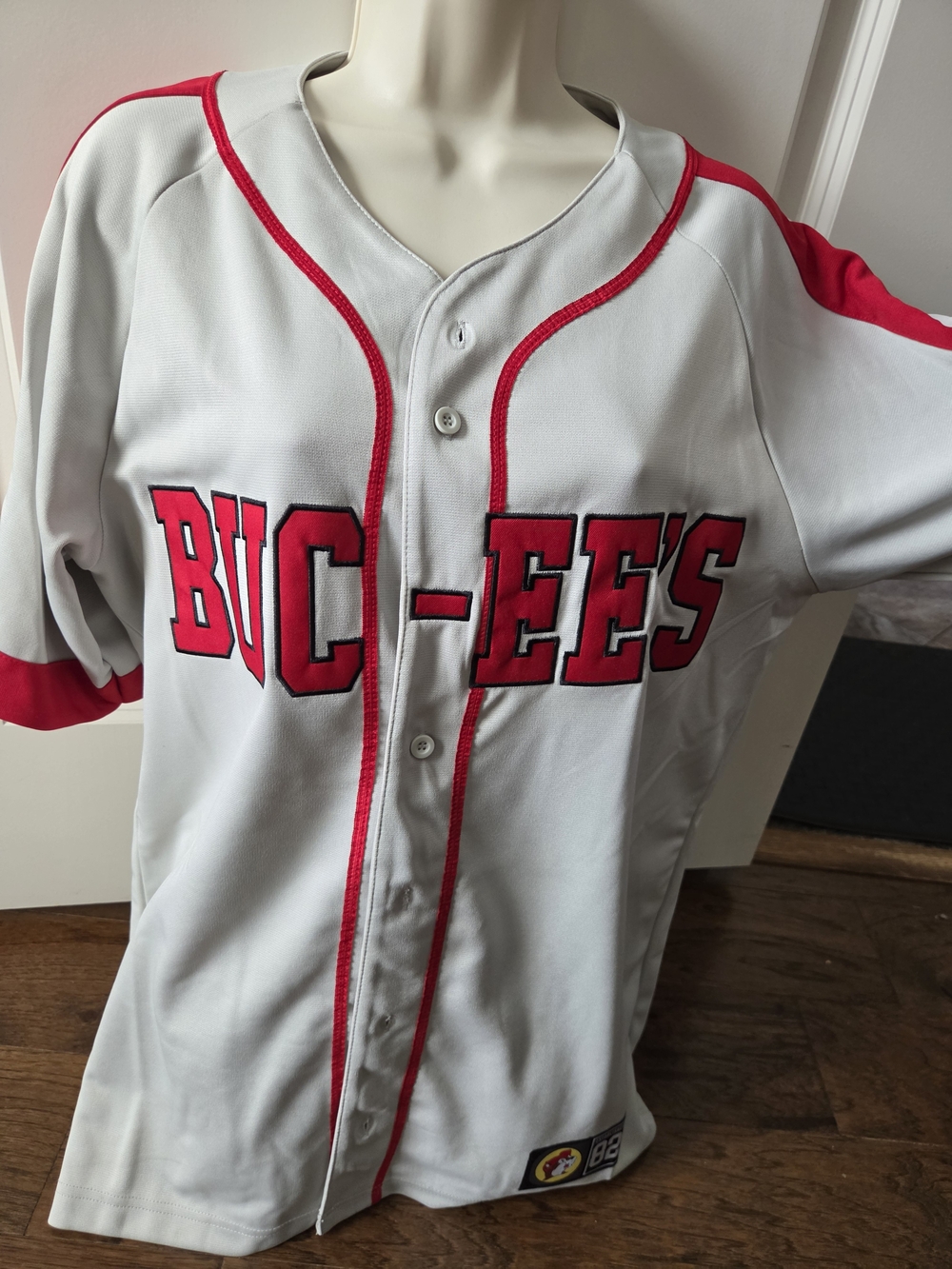 Buc-ee's Kids White & Red Button-Front Baseball Shirt